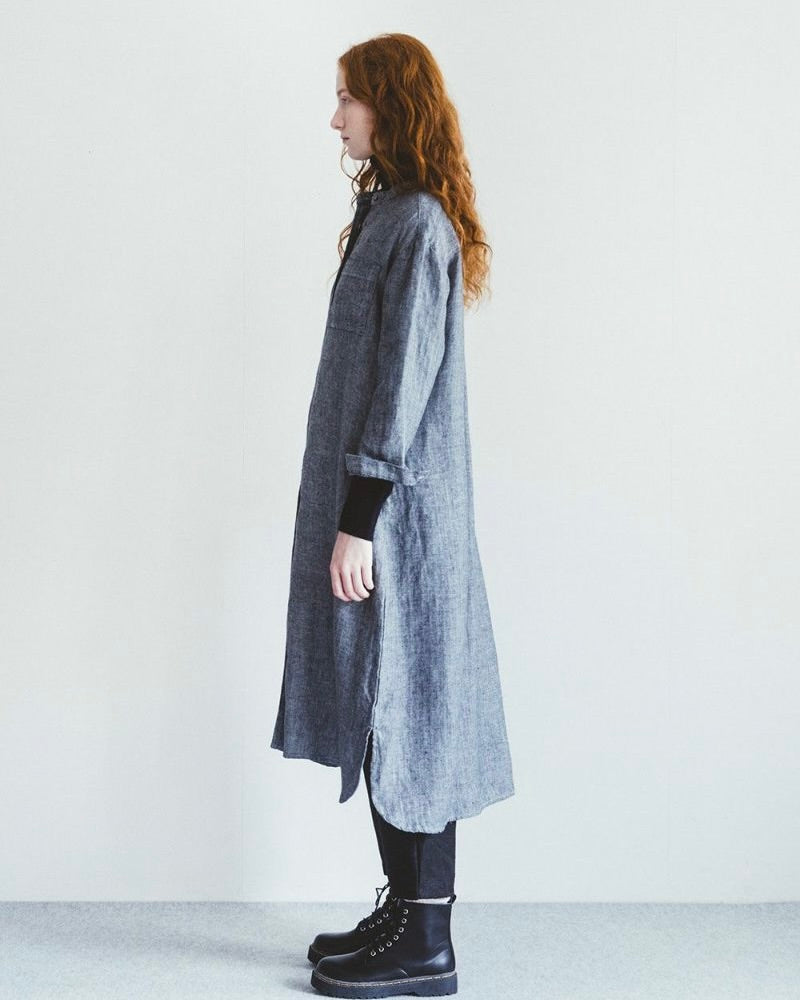 Mitsuki Dress: Herringbone Navy