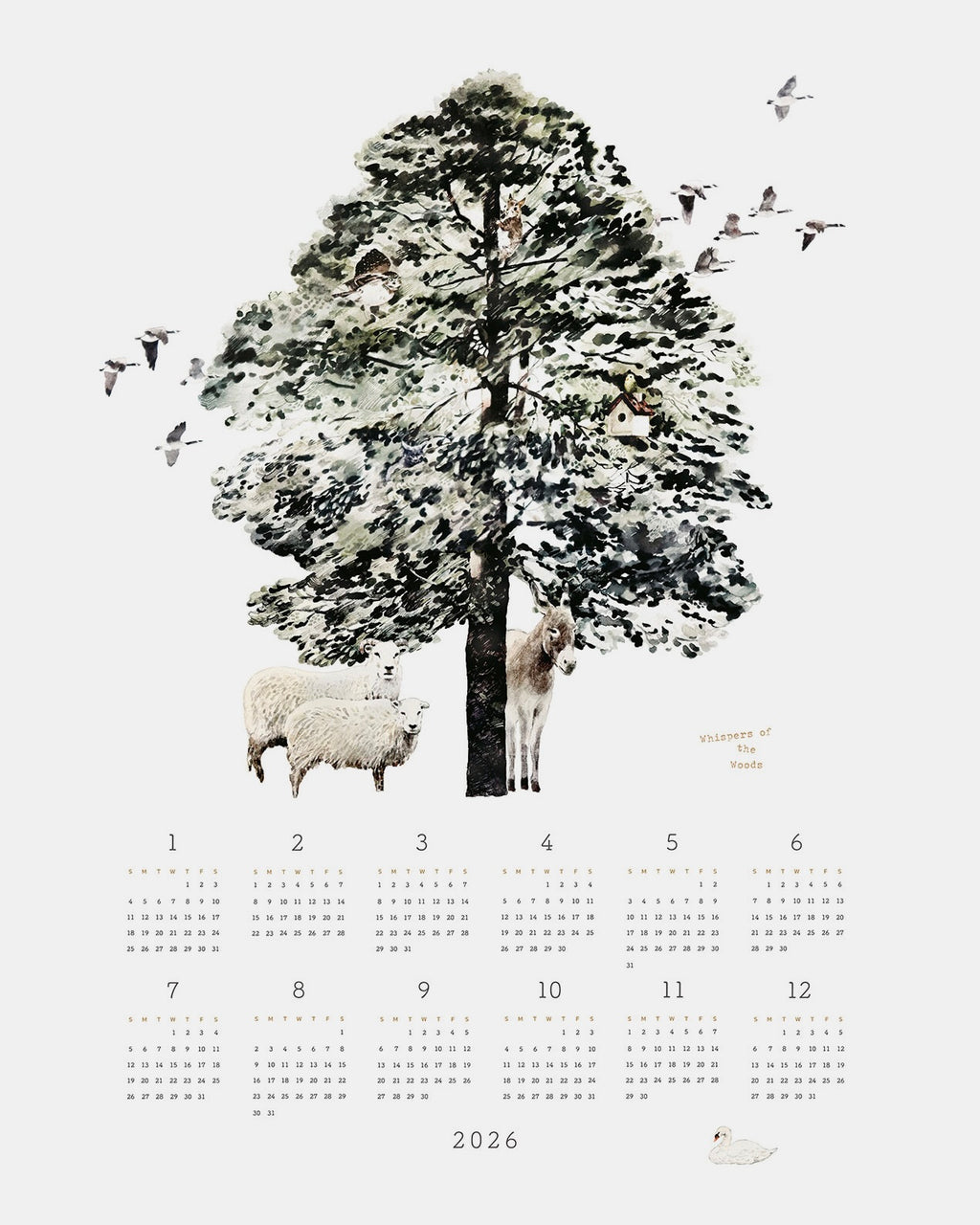 2026 Calendar Cloth: Whispers of the Woods