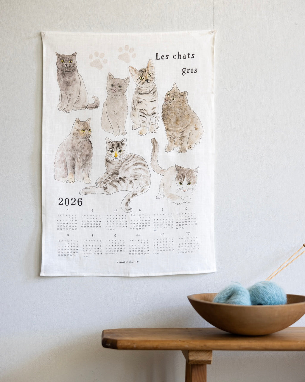 2026 Calendar Cloth: Gray Cats