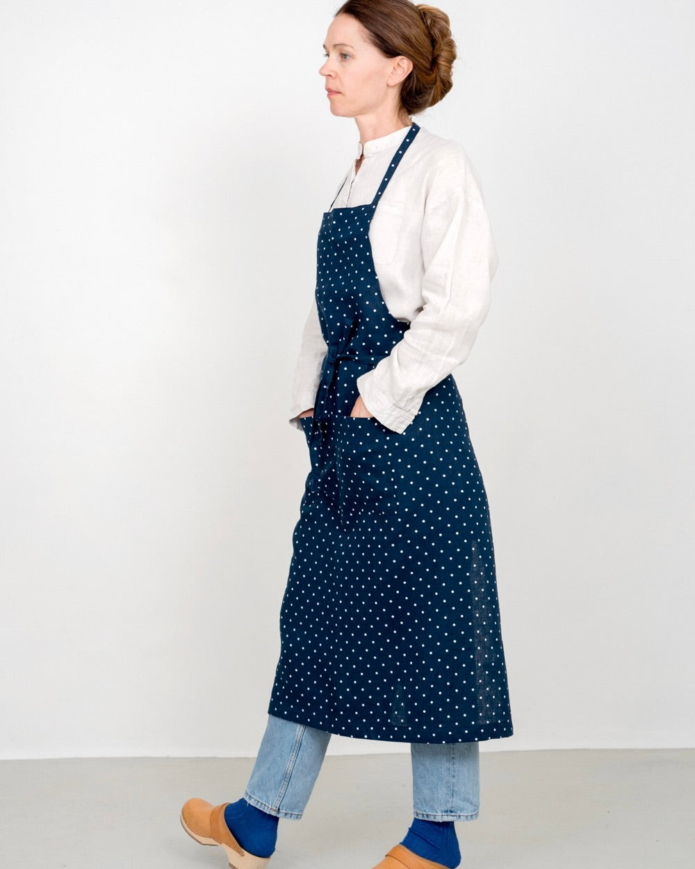 Full Apron: Navy Dot