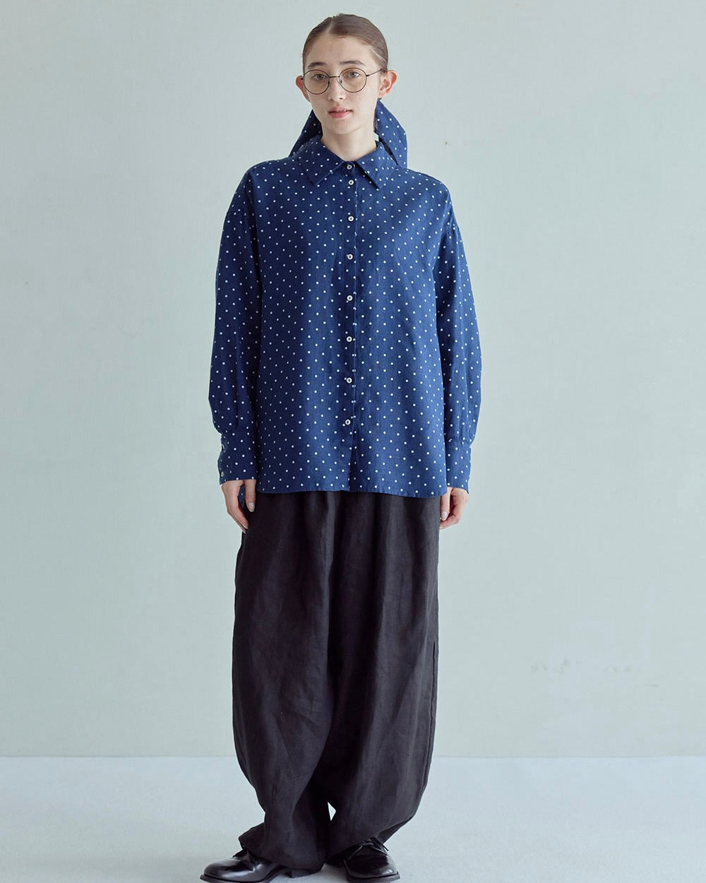 Alma Top: Navy Dot