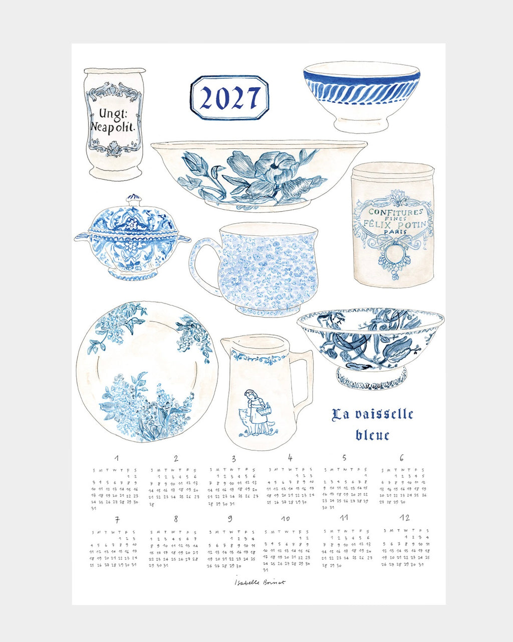 2027 Calendar Cloth: La Vaisselle Bleue