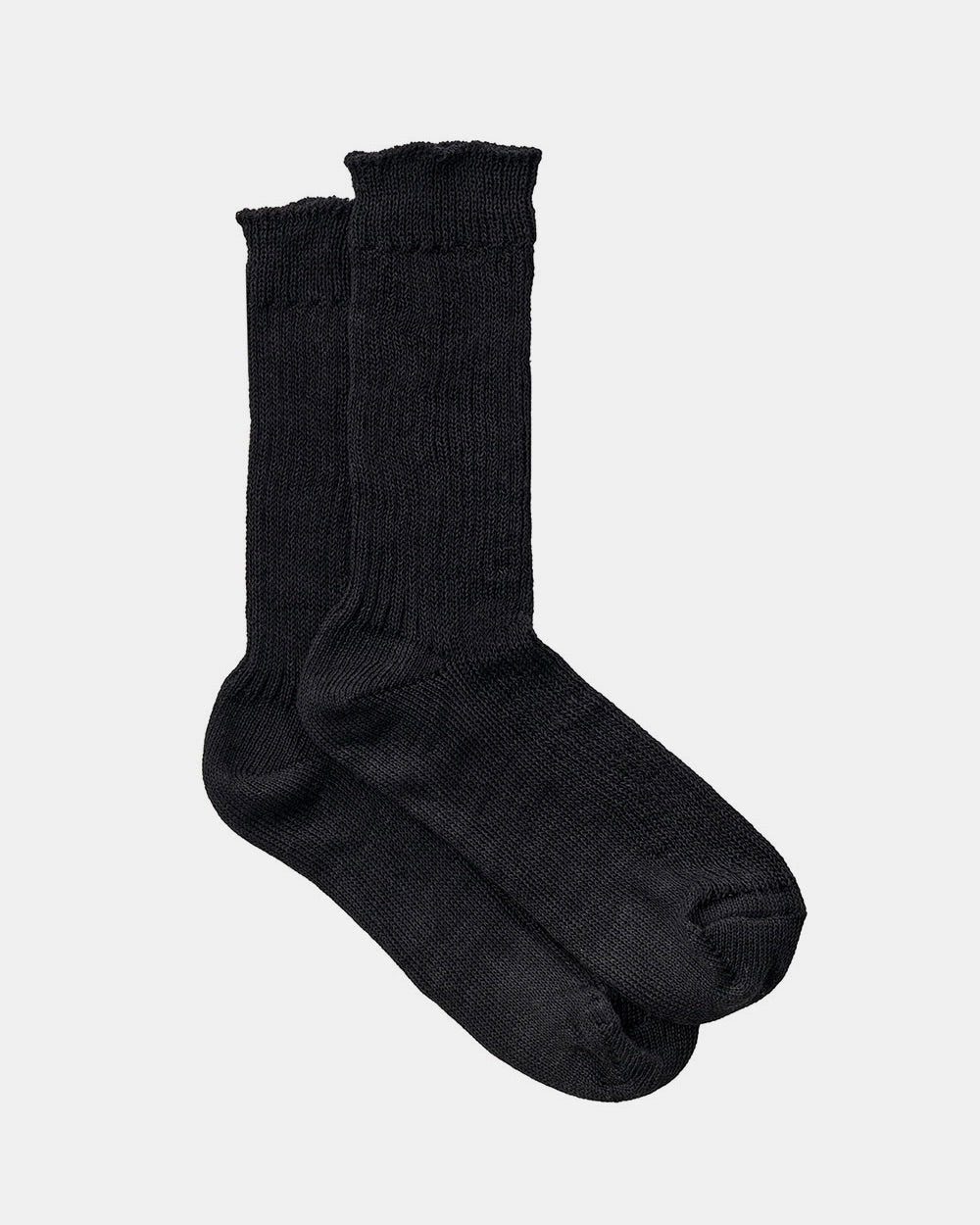 Linen Rib Crew Sock: Black