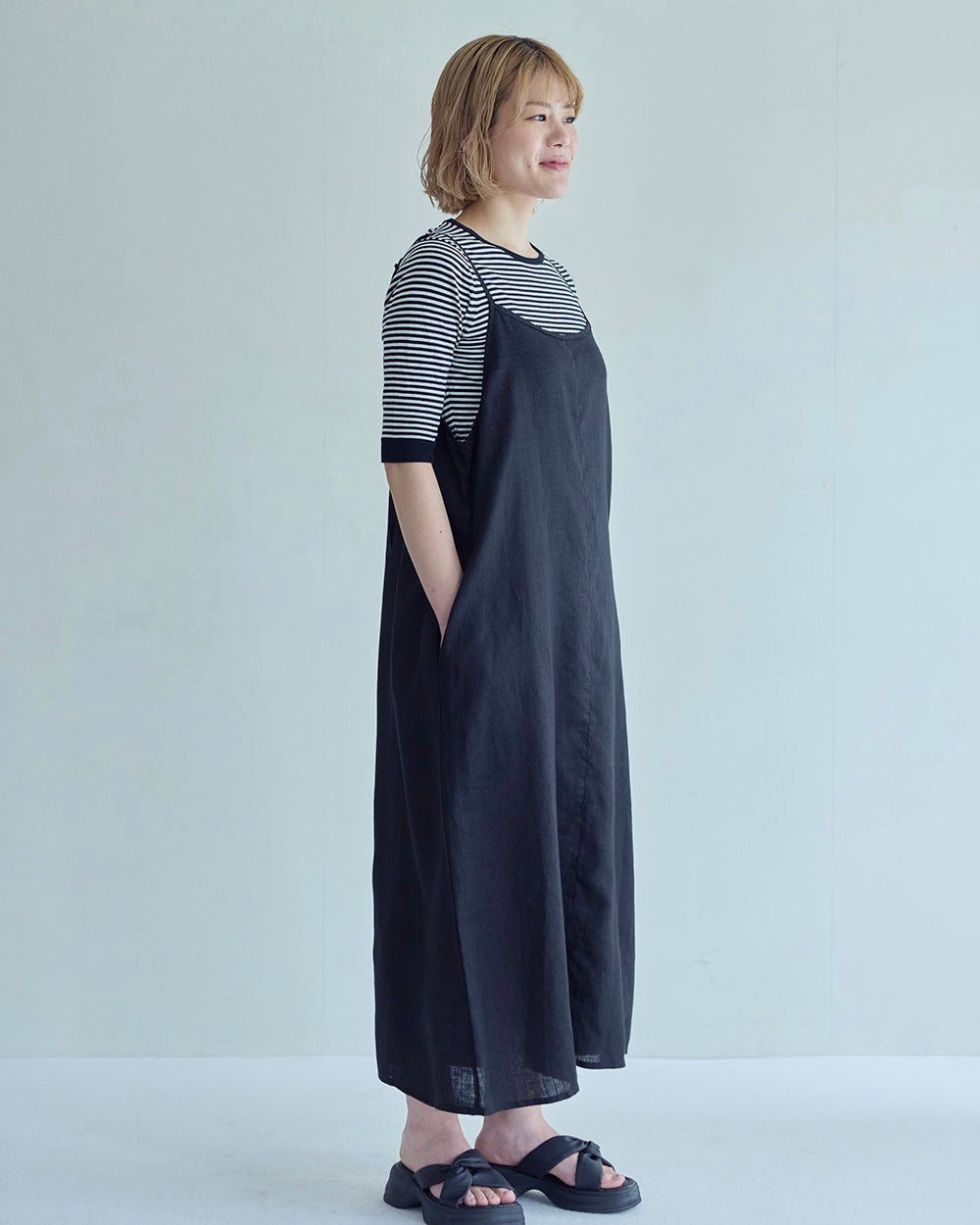 Elise Slip Dress: Black