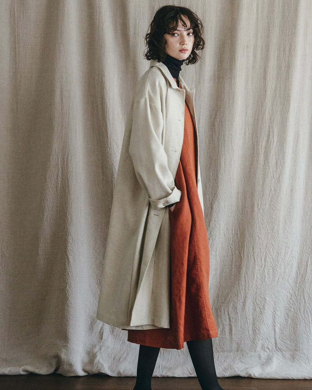 Rasa Coat: Wool Linen Natural