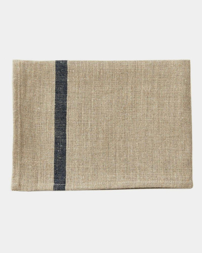 Thick Linen Kitchen Cloth: Natural with Navy Stripe