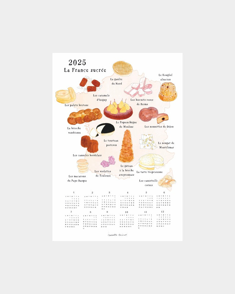 2025 Calendar Cloth: Sweets Map of France