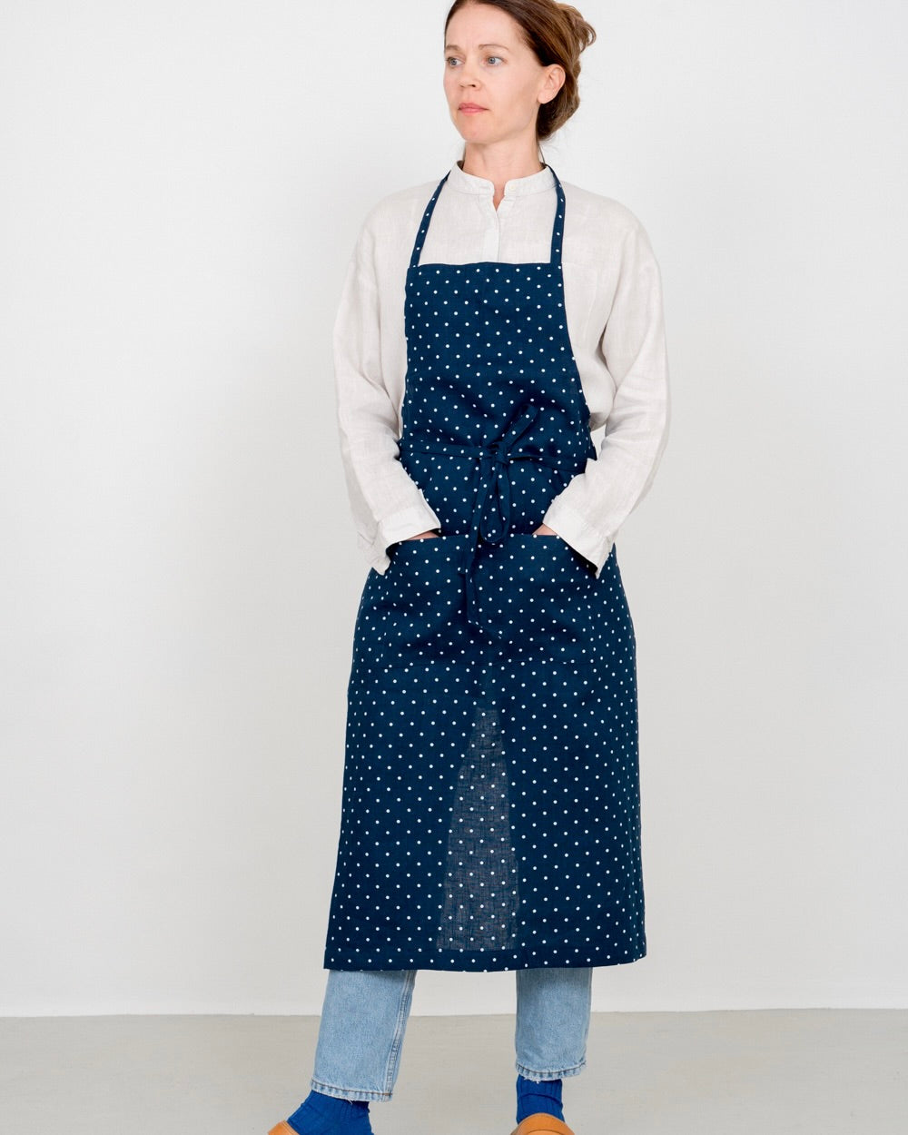 Full Apron: Navy Dot