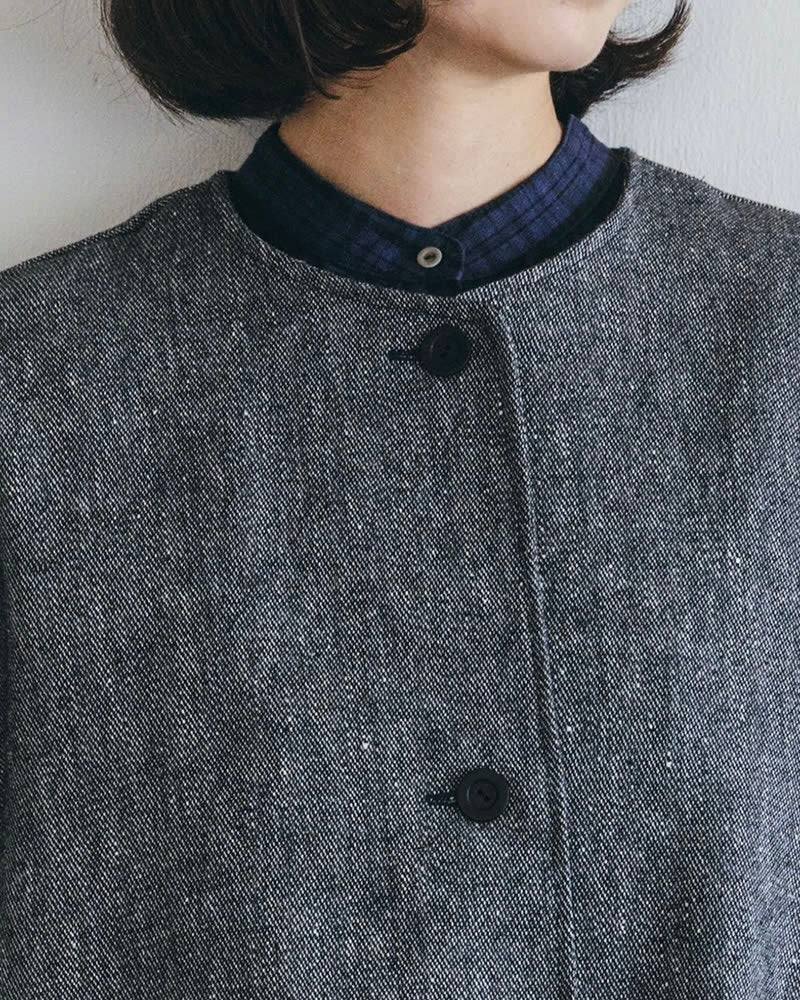 Ivy Coat: Wool Linen Dark Grey
