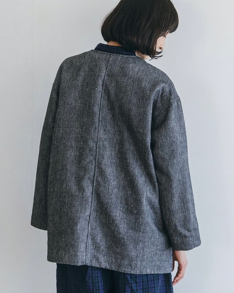 Ivy Coat: Wool Linen Dark Grey