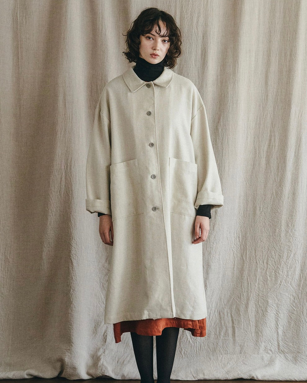Rasa Coat: Wool Linen Natural