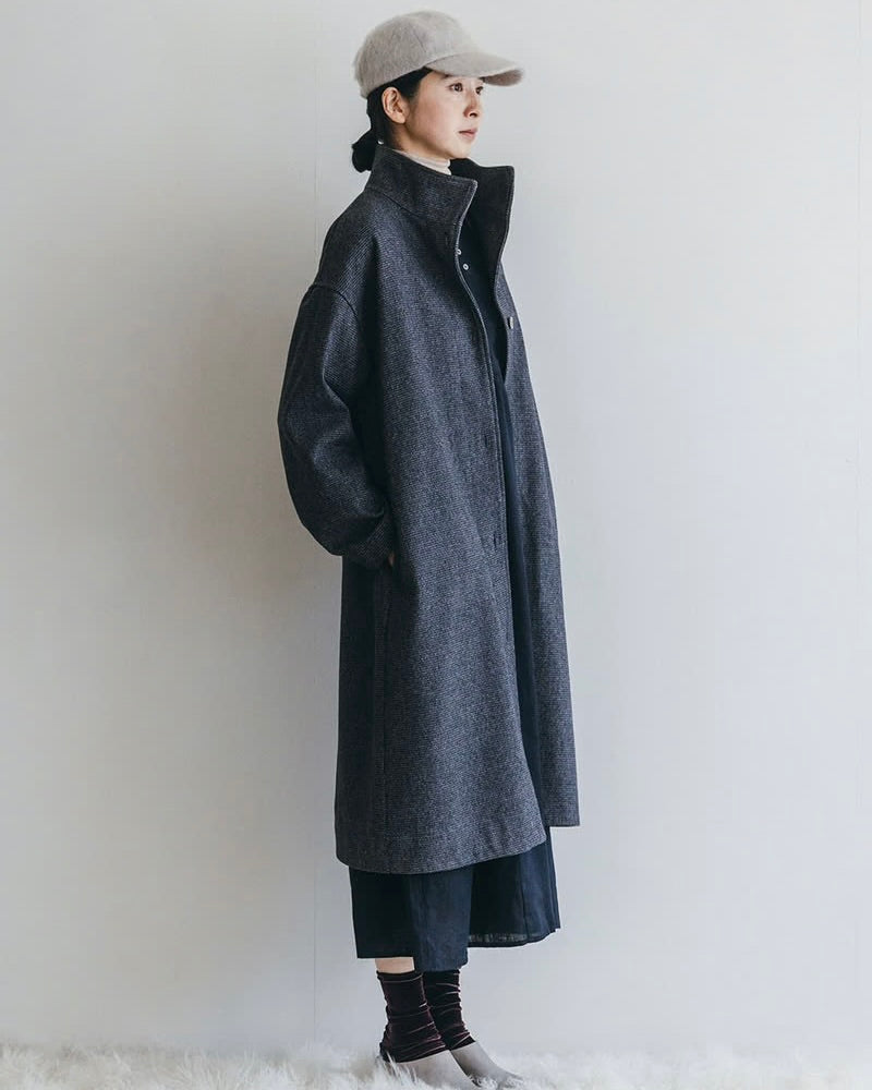 Olwen Coat: Wool Black Check