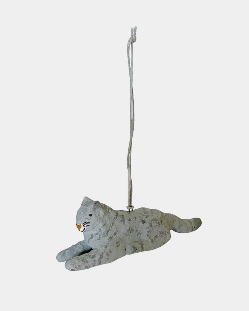 Paper Mache Grey Tabby Cat