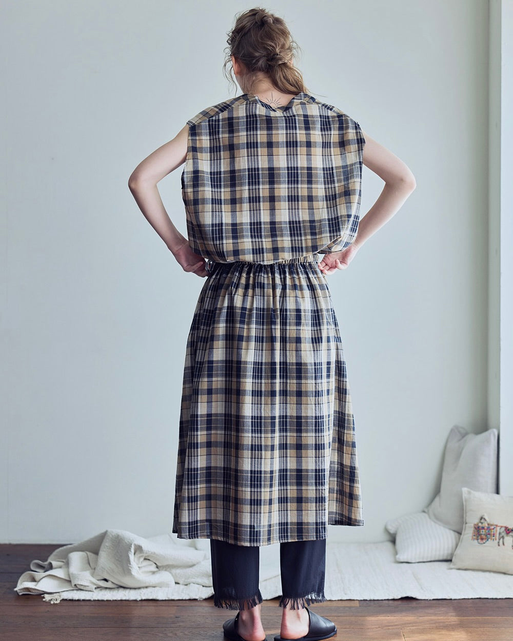 Titli Dress: Madras Brown