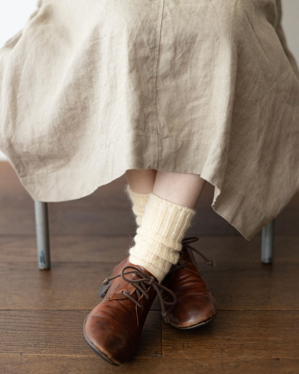 Mohair Socks: Cream