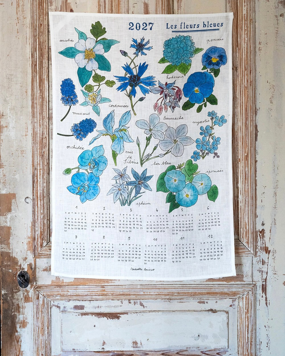 2027 Calendar Cloth: Les Fleurs Bleues