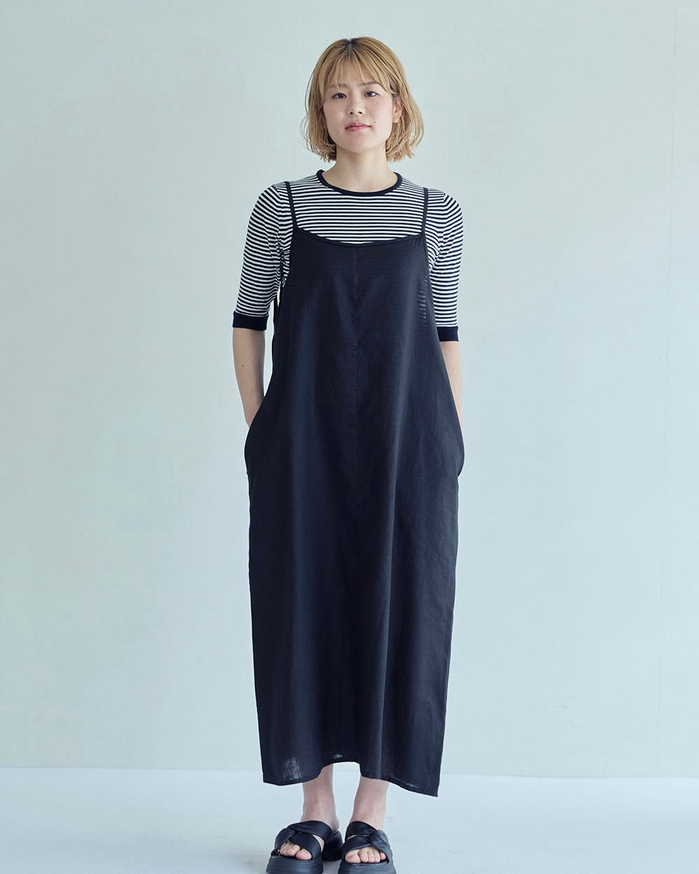 Elise Slip Dress: Black