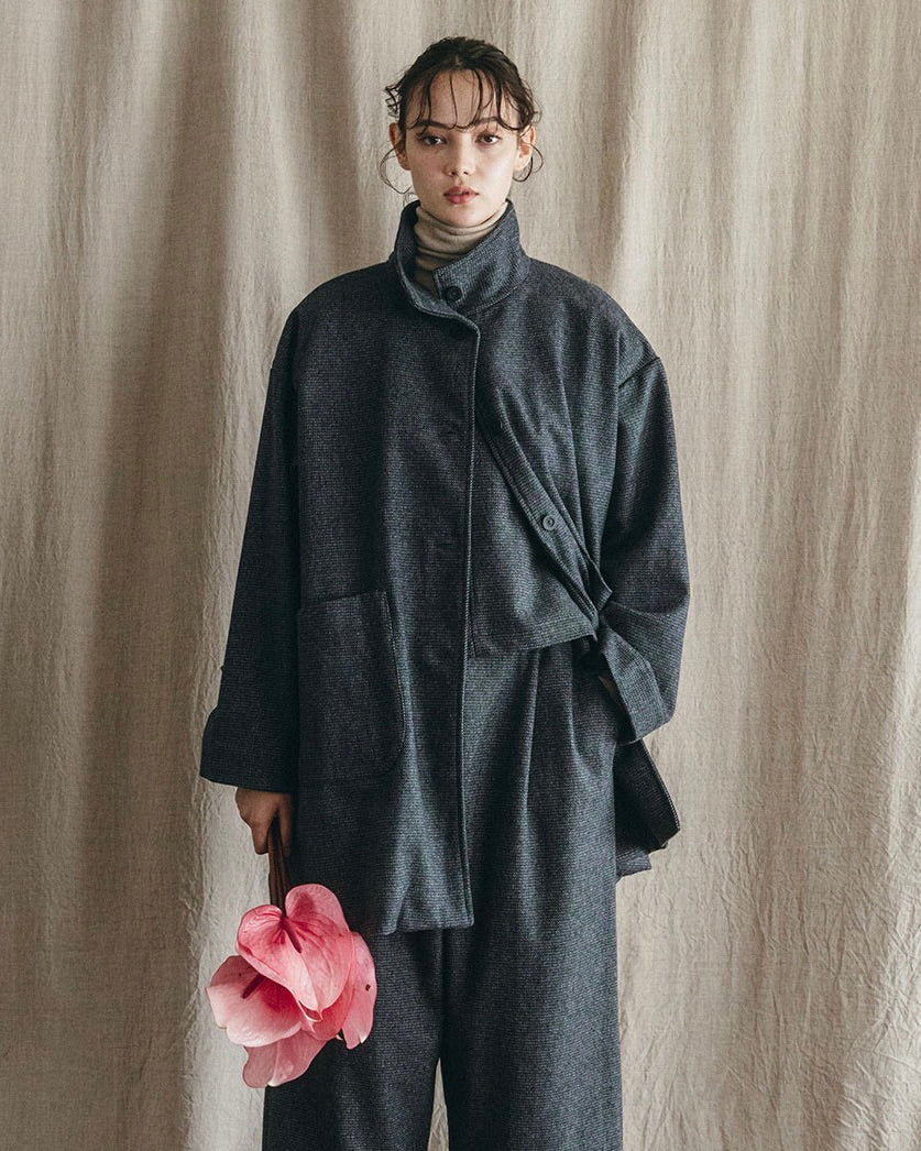 Ziema Coat: Wool Black Check