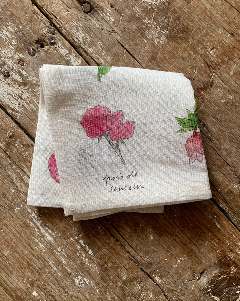 Handkerchief-Isabelle Boinot: Pink Flowers