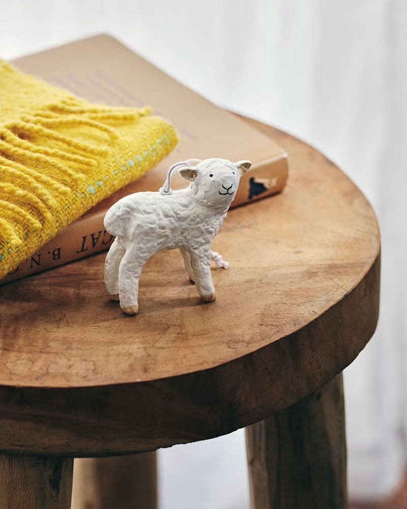 Paper Mache White Sheep