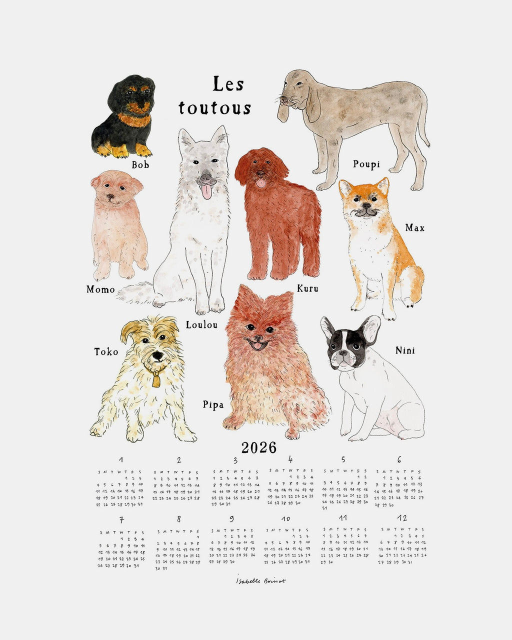 2026 Calendar Cloth: Lovely Doggies