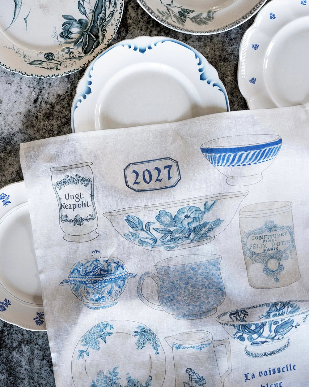 2027 Calendar Cloth: La Vaisselle Bleue