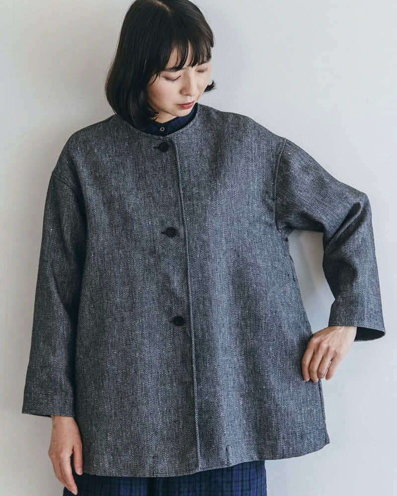 Ivy Coat: Wool Linen Dark Grey