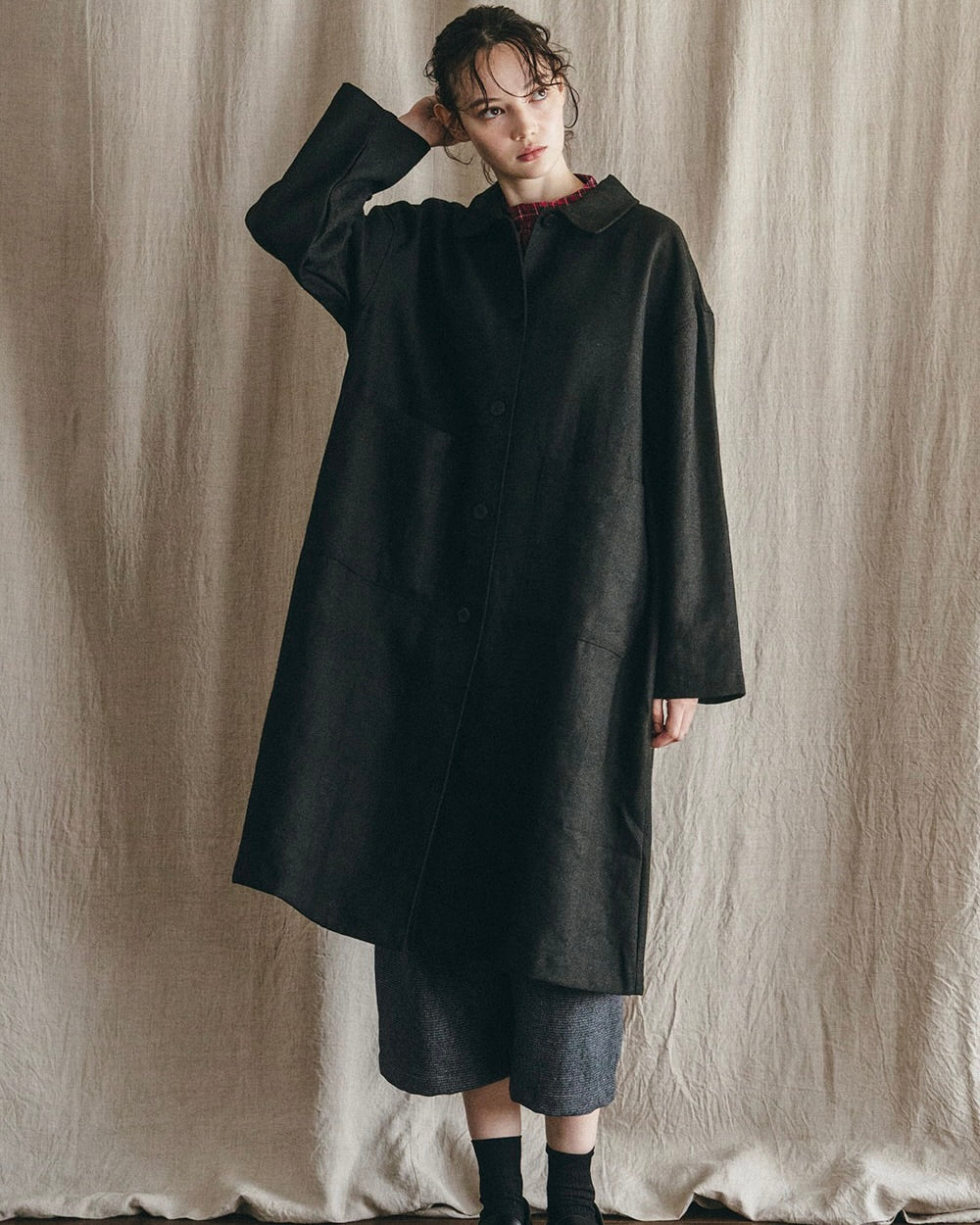 Rasa Coat: Wool Linen Black
