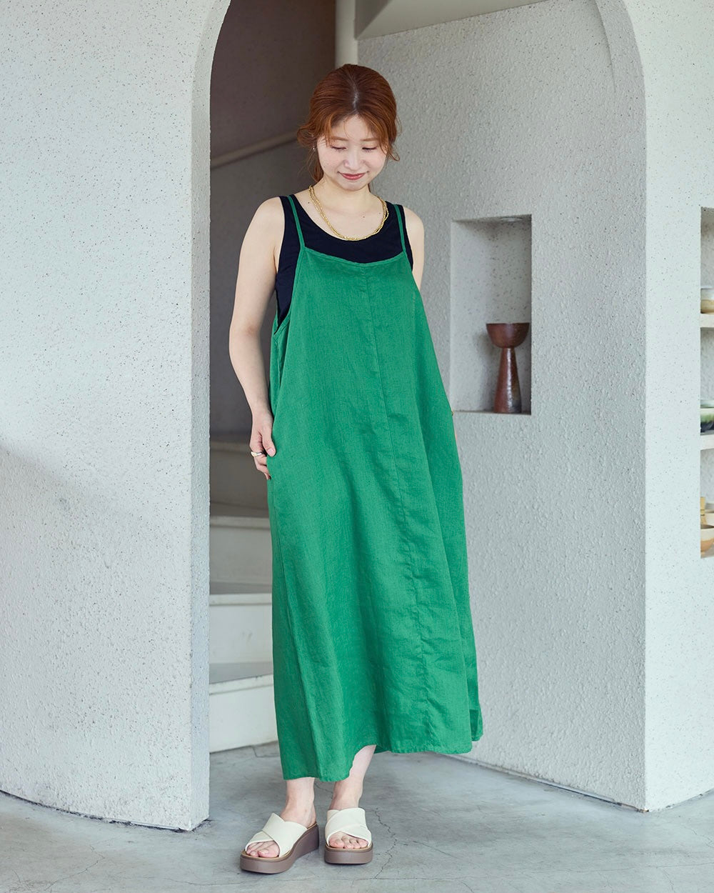 Elise Slip Dress: Spring Green